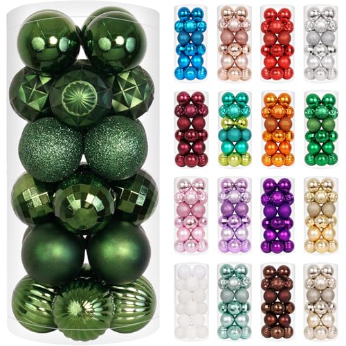 24ct Green Christmas Ball Ornaments for Tree Decorations (24 Count)