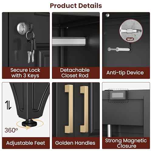 71" Tall Armoire Wardrobe Closet with Lock & Doors