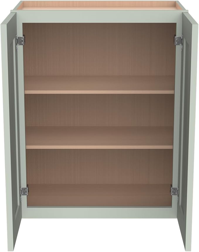 Wall-Mounted Cabinet – Solid Wood Shaker Style Medicine Cabinet with Adjustable Shelves & Soft-Close Doors for Bathroom, Kitchen, and Office Storage (Jade Green, 39" W x 12" D x 30" H)