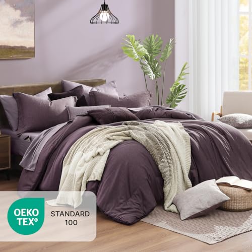 Super King Comforter Set 7 Pieces Italian Plum Bed in a Bag