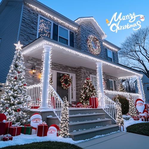Clear Wire 720LED 230 FT White Christmas Lights with 8 Modes (230 Foot)
