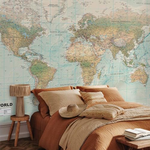 Wall Mural World Map 138x101 in (96.44 Sq Ft)