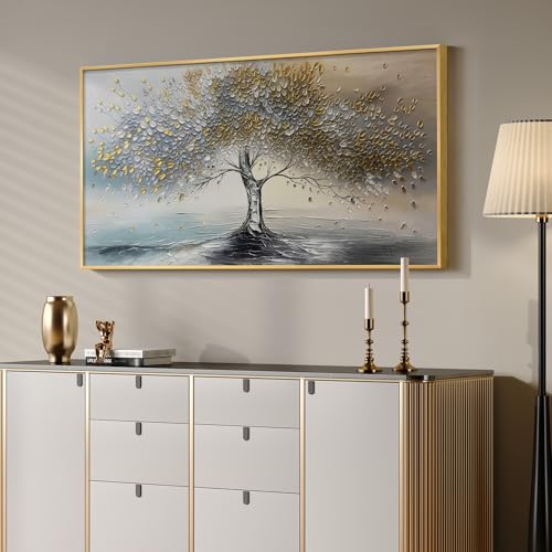 Large Gold Framed Tree of Life Wall Art for Living Room