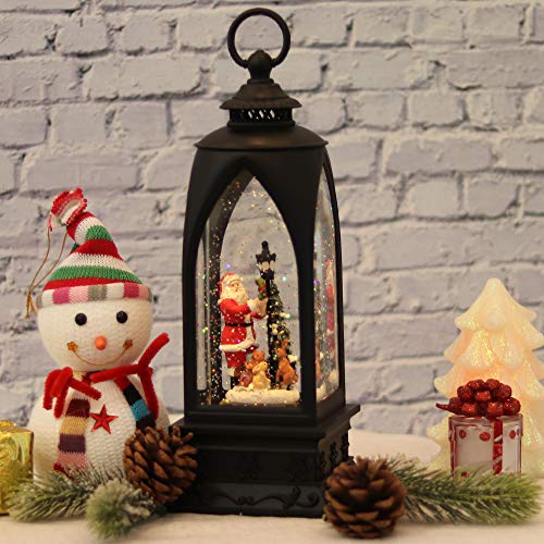 12” Christmas Snow Globe Lantern Snowman with Music & Timer