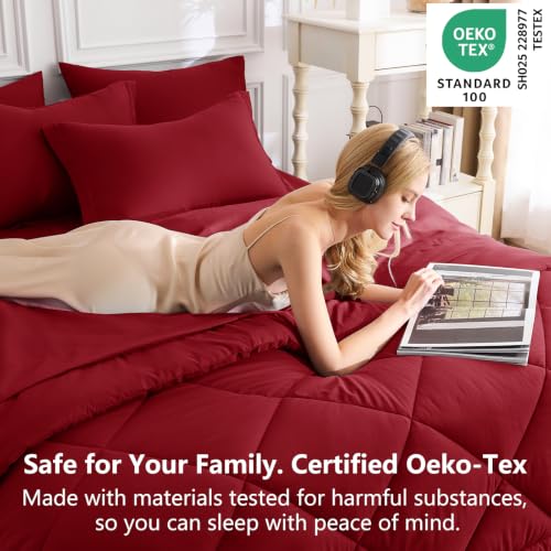 King Size Comforter Set Dark Red