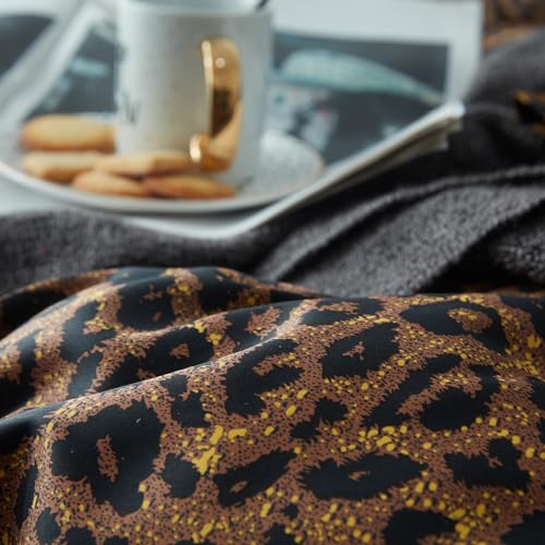 Leopard Comforter Set Queen Comforter Set 3 Pieces Leopard Print Comforter Fluffy Soft Microfiber Bedding Set for All Seasons Animal Cheetah Print Queen Size Comforter with 2 Pillowcases