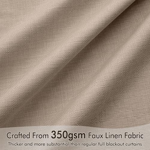 100% Blackout Back Tab Pleat Linen Curtains 50" Wx96 L (2 Count)