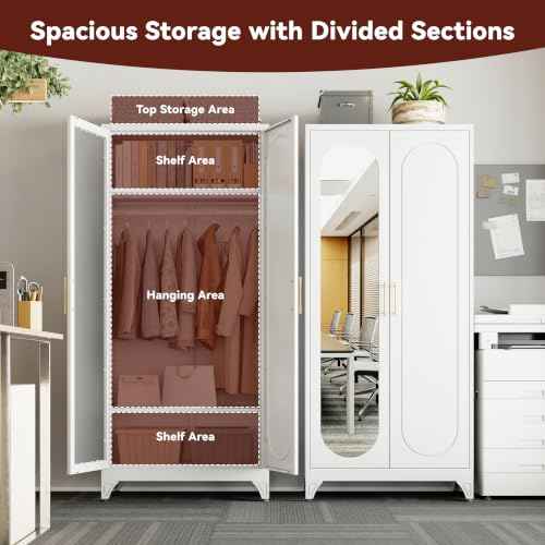71" Tall Armoire Wardrobe Closet with Mirror