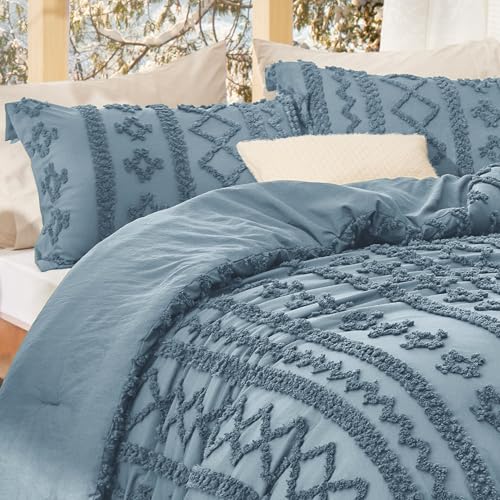 Tufted Boho Comforter Set Queen Size