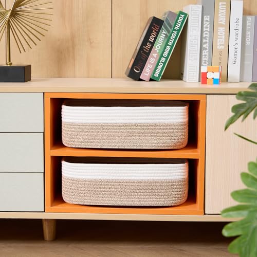 Large Shallow Organizing Baskets 15x11x5.1 Inches (3 Count)