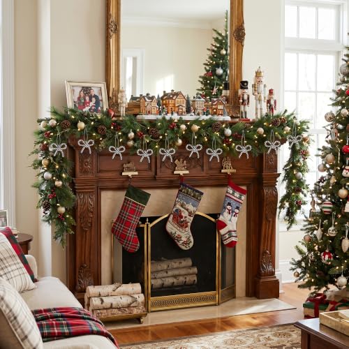 16 Pcs Black White Bow Candy Cane Hanging Ornaments Christmas Tree Decor (16 Count)