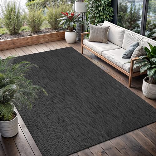 Washable Indoor Outdoor Rug 5x7 Weather Resistant Area Rugs Modern Solid for Porch Deck Balcony Backyard Patio Outside Carpet