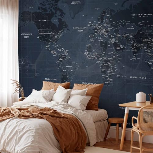 Wall Mural World Map 135x101 in (94.5 Sq Ft)