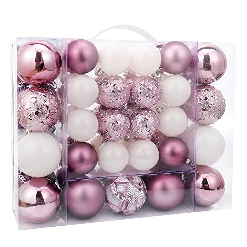 87ct Christmas Ball Ornaments Set Shatterproof Seasonal Hanging Decorations with Reusable Hand (87 Count)