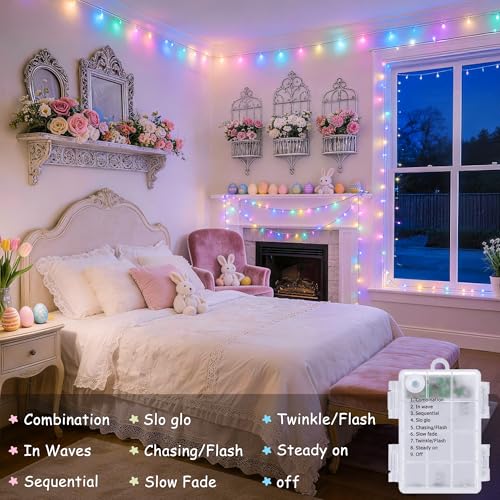 33ft 100 LED Easter Lights Battery Operated (100 Count)