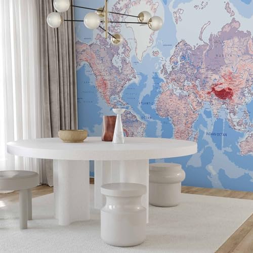 Wall Mural World Map 138x101 in (96.44 Sq Ft)