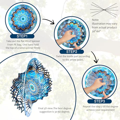 Wind Spinners Outdoor Mandala Peacock Evil Eye‌