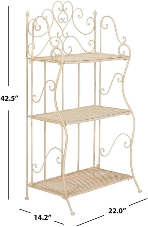 SAFAVIEH PAT5022A Outdoor Collection Torus Pearl White 3-Tier Shelf