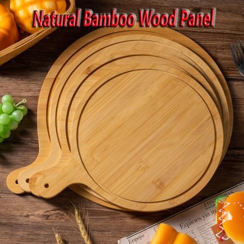 Pizza Serving Board Tray Set of 8, Wooden Lightweight Handles, Up to 13 Inches, Pizza Making Storage, Perfect for Parties and Gatherings,Light Brown,13inch