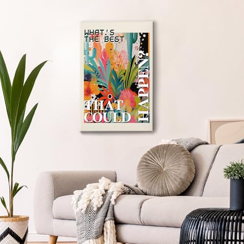 What's the Best That Could Happen Maximalist Floral Framed Canvas Painting Wall Art Decor