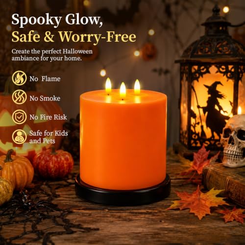 3 Wick Extra Large Flameless Pillar Candle with Timer Remote
