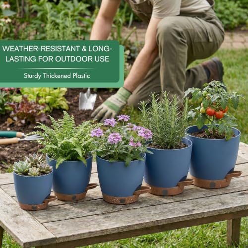 5 Pack Reservoir & Drainage Plastic Flower Pots (5 Count)