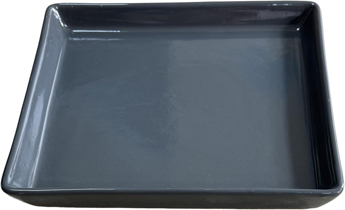 Square Plant Saucer 12 Inch 1 Pack，Plant Trays for Pots, Gray Ceramic Plant Saucers for Indoors Outdoors, Plant Drip Tray 4 6 8 10 12 14 Inch