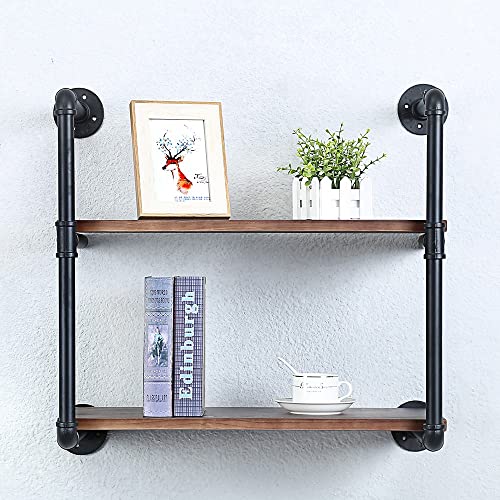 Industrial Pipe Shelves With Wood Planks