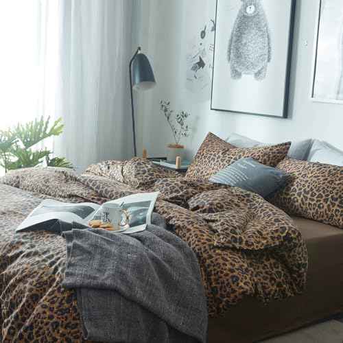 Leopard Comforter Set Queen Comforter Set 3 Pieces Leopard Print Comforter Fluffy Soft Microfiber Bedding Set for All Seasons Animal Cheetah Print Queen Size Comforter with 2 Pillowcases