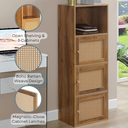 Xtra Storage Boho Weave 3 Door Cabinet 16.5"
