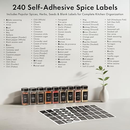 Glass Spice Jars with Label (36 Count)
