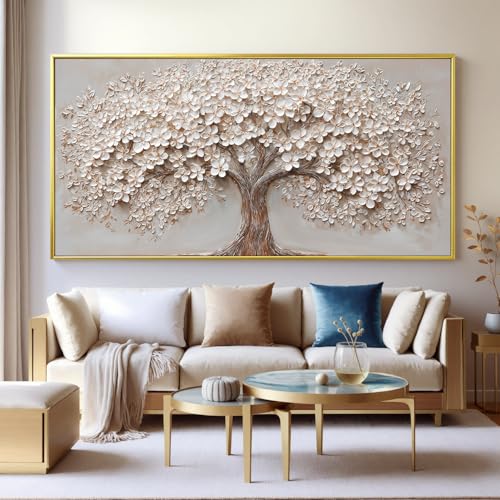Gold Framed Large Modern Canvas Wall Art Decor Prints Oversized Wall Art Pictures for Living Room Tree of Life Wall Art Prints Artwork for Walls Bedroom Office 29" X 58"Printed Decorative Painting