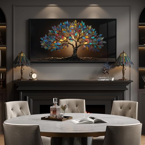 Large Framed Modern Tree of Life Wall Art for Living Room
