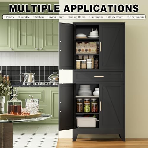 71" Tall Metal Storage Cabinet with 4 Doors and 4 Adjustable Shelves