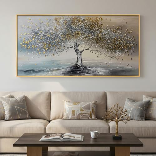 Large Gold Framed Tree of Life Wall Art for Living Room
