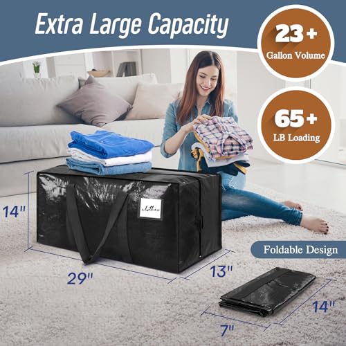 6 Pack Extra Heavy Duty Large Moving Bags with Strong Zipper (6 Count)