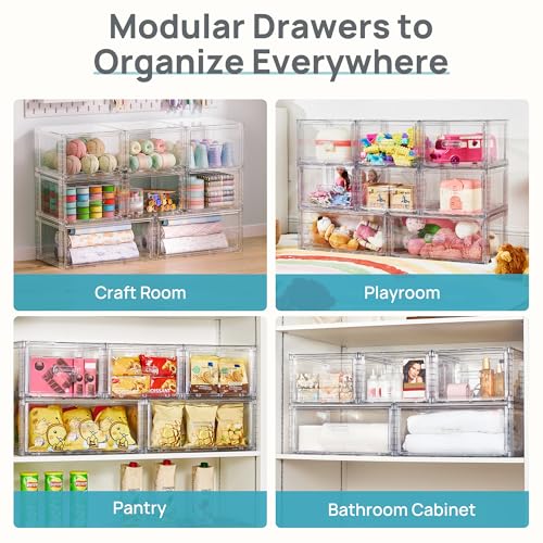 5 Pack Large & Medium Storage Stackable Drawers Set (5 Count)
