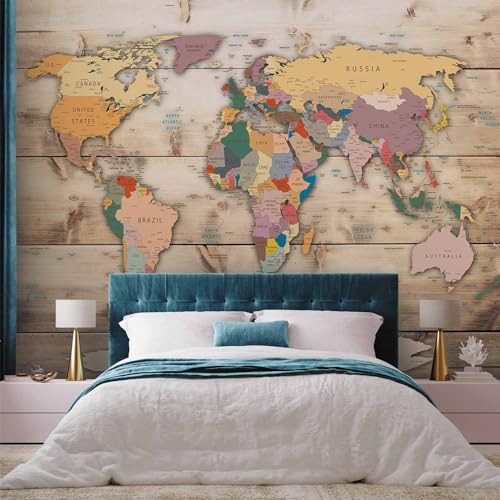 Wall Mural World Map 138x101 in (96.44 Sq Ft)