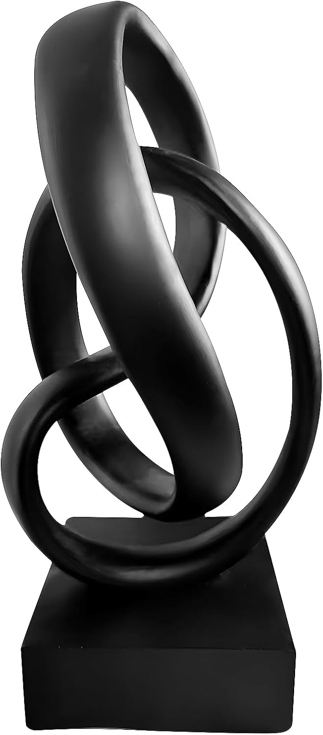 aboxoo Black Knot Decor Mobius Knot Statue, Abstract Statues, Coffee Table Decor for Living Room, Office, Modern Desk Decor