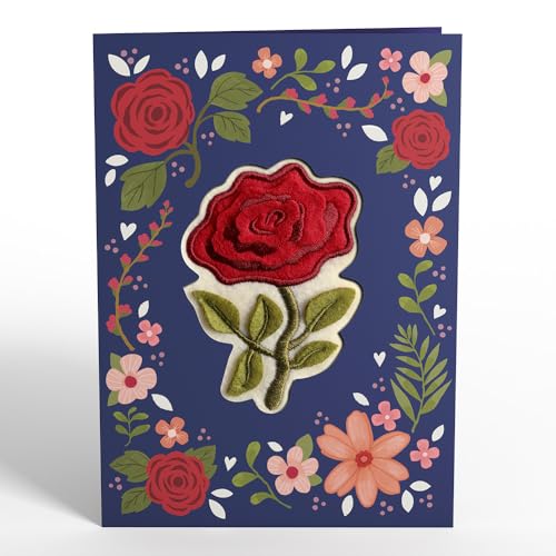 Everlasting Rose Romantic Felt Keepsake Birthday & Everyday Card