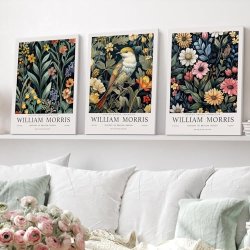 Wrapped Canvas Morris Floral Bird Wall Art Set of 3 (3 Count)