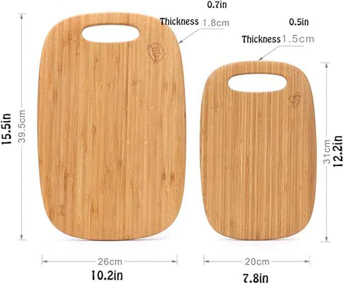 Board Bamboo Cutting Board with Handle Wooden Cutting Board for Kitchen Board Set for Vegetables Meat Cheese Cutting Board for Carving Meat or Vegetables (Carbonized Color Set