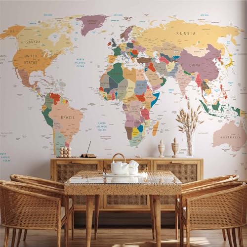 Wall Mural World Map 135x101 in (94.5 Sq Ft)