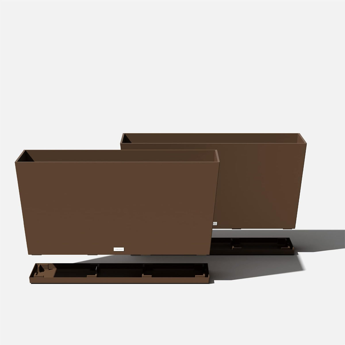 Veradek Midori Long Trough Planter (Espresso, 39 inch - 2 Pack with 2 Saucer Trays)