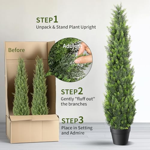 5FT Artificial Cedar Topiary Trees 2 Set (2 Count)