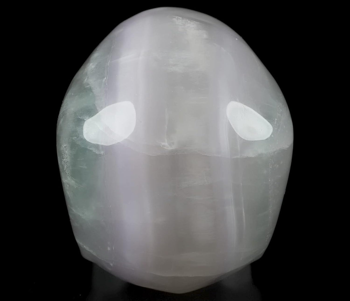 Skullis 5.0" Fluorite Super Realistic Crystal Skull, Hand Carved Gemstone Fine Art Sculpture, Reiki Healing Stone Statue.2245 Z8