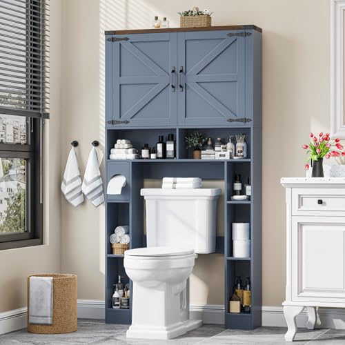 Storage Cabinet Over Toilet with 2 Barn Doors