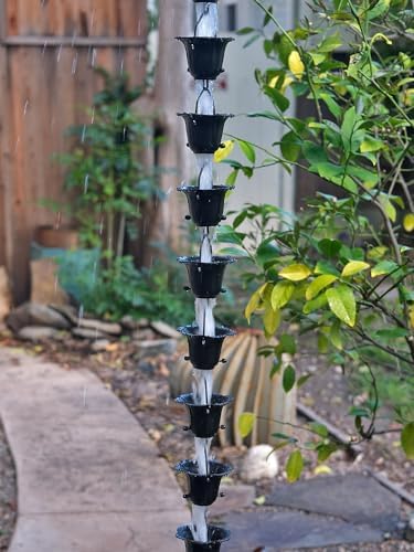 Nutshell Stores Flower Cups Rain Chain - Black - 16 Feet