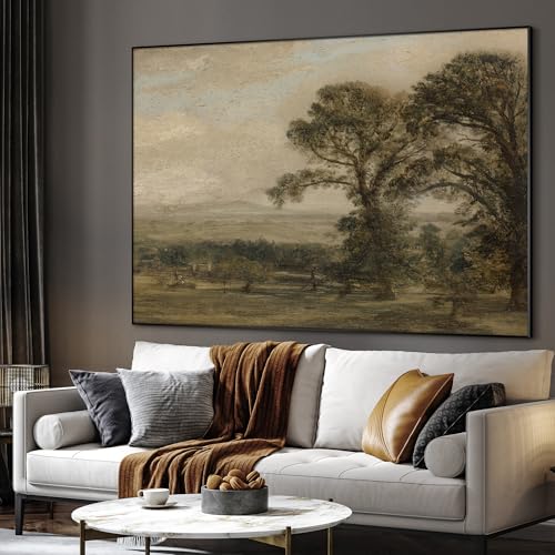 60"x72" Extra Large Framed Wall Art Vintage Landscape with Trees and Distant Horizon for Home Living Room Bedroom Decor