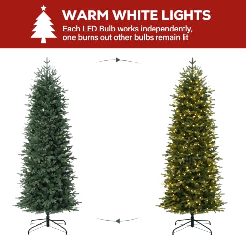 6 ft Prelit Pencil Christmas Tree with 300 Warm White LEDs